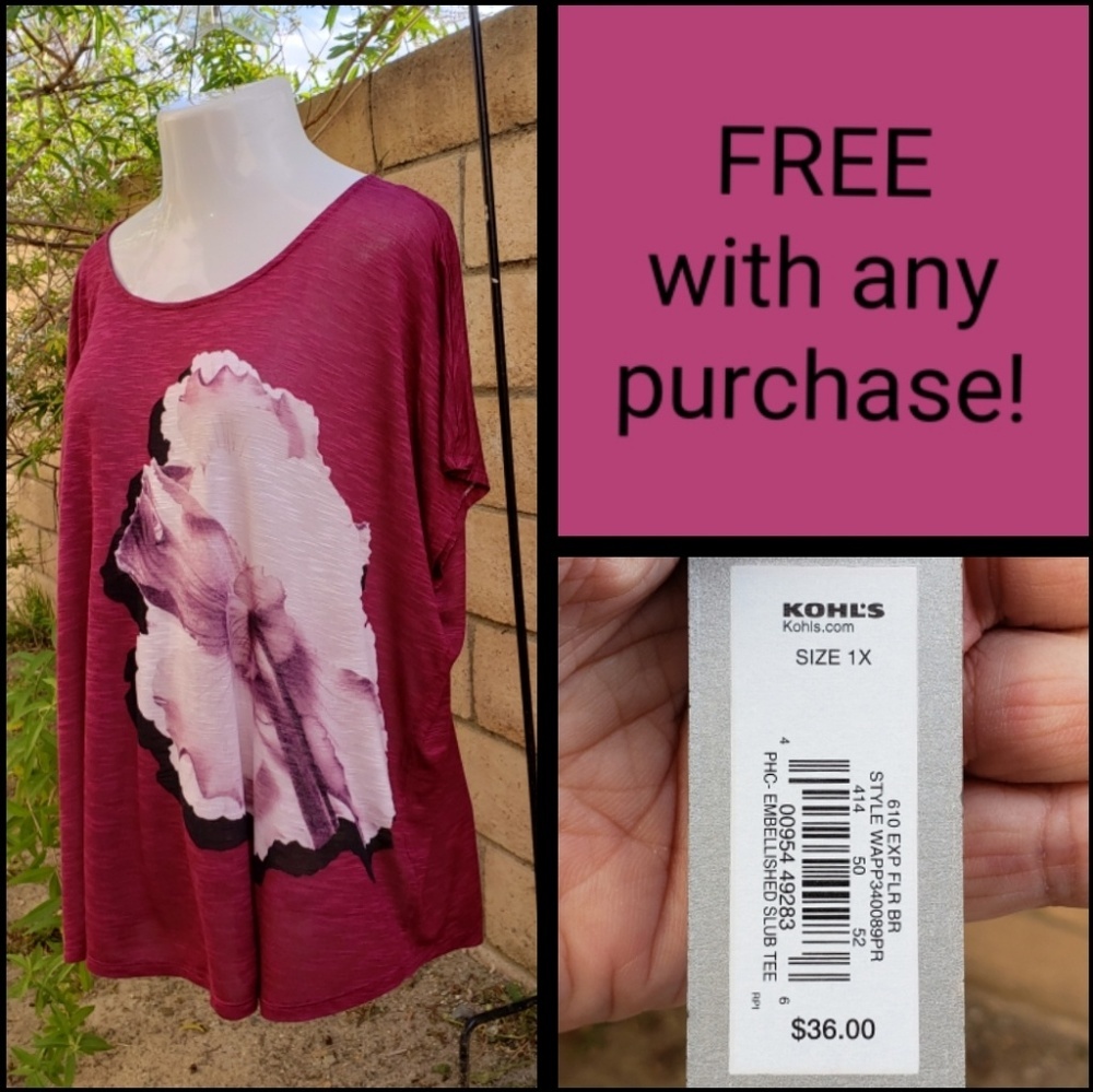 NEW $36 women APT 9 floral print shirt 1X 20W 22W